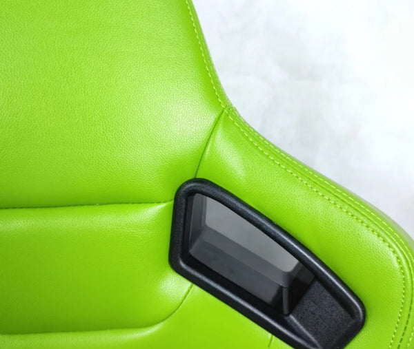 2PCS Universal Custom LOGO Green PU Leather Sport Bucket Racing Car Seats
