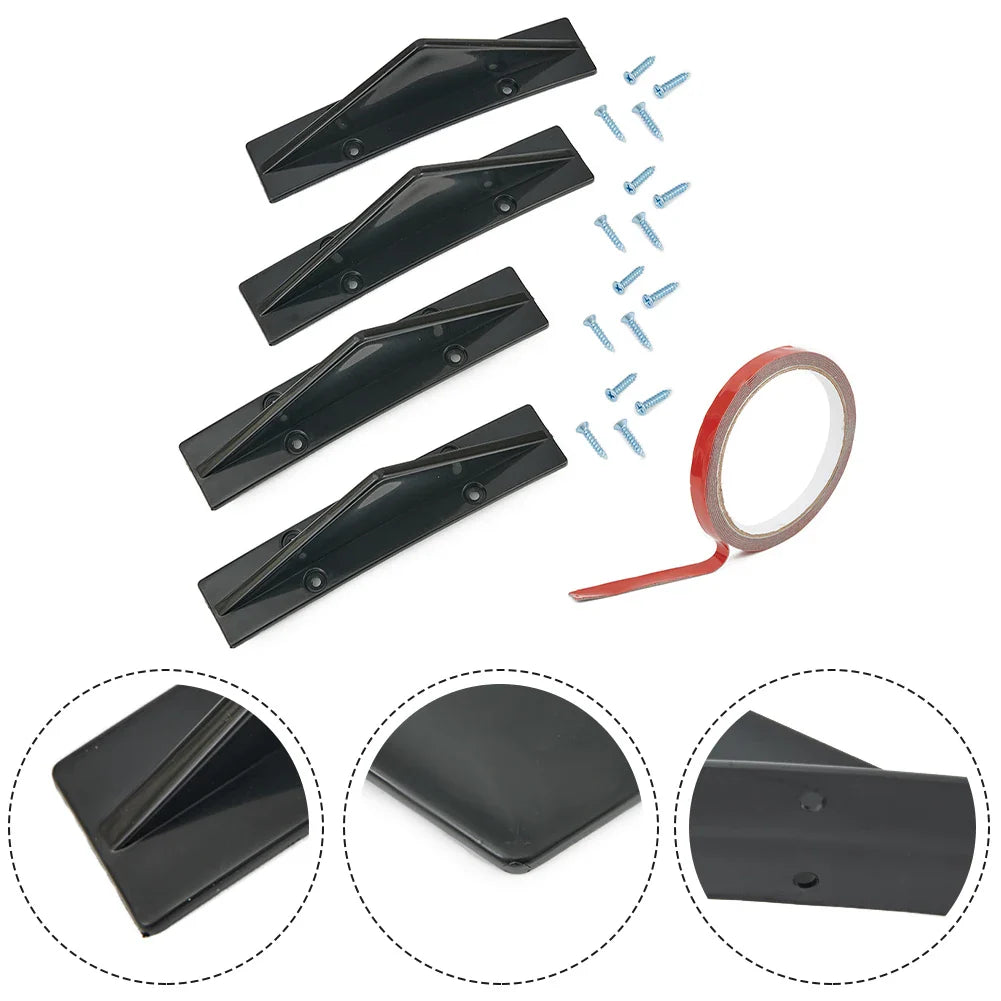 4pcs Car Rear Bumper Lip Diffuser Splitter Spoiler Scratch Protector Fin Trim Caps Universal Exterior Accessory For 300