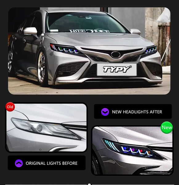 TYPY Car Lights For Toyota Camry RGB 2018-2024 Headlight LED Projetor head Lamp Daytime Running Light Automotive Accessories