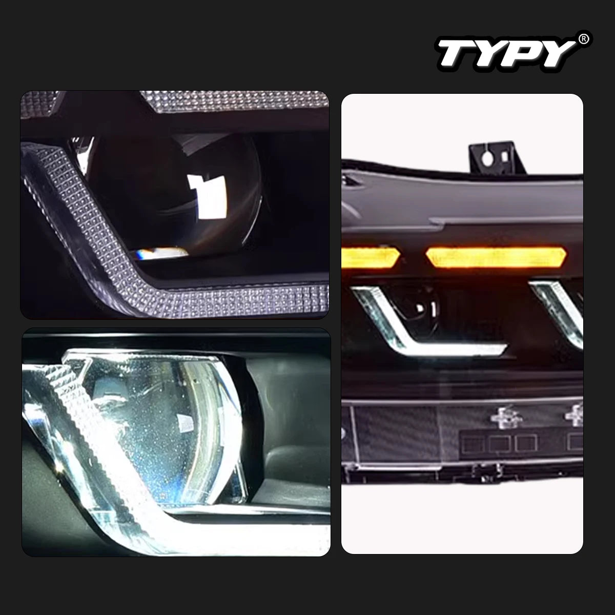 TYPY Car Headlights For Ford Mustang 2015-2022 LED Car Lamps Daytime Running Lights Dynamic Turn Signals Car Accessories
