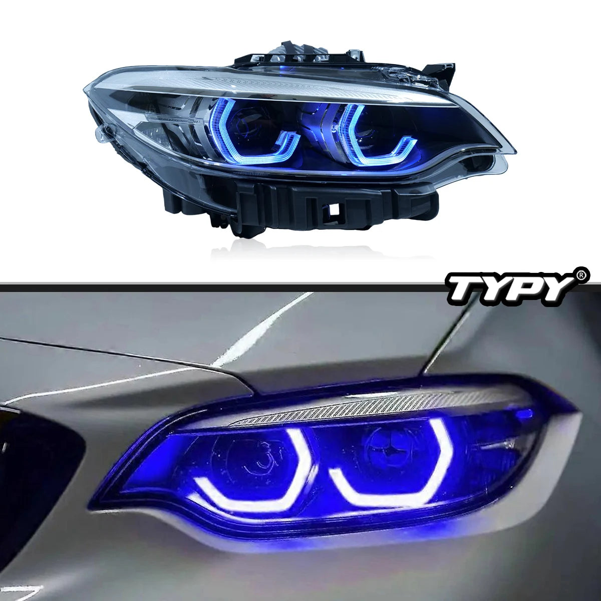 TYPY New LED Head Lamp Upgrade Modified For BMW 2 Series F22 RGB Headlight 2014-2019 Dynamic Signal Head Lamp Auto Accessories