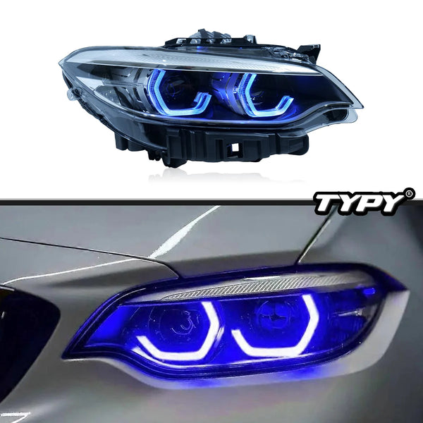 TYPY New LED Head Lamp Upgrade Modified For BMW 2 Series F22 RGB Headlight 2014-2019 Dynamic Signal Head Lamp Auto Accessories