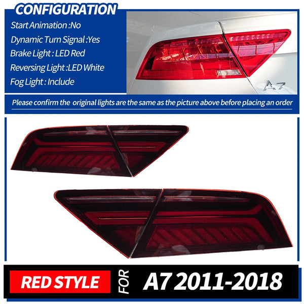 AKD Car Styling for Audi A7 Tail Lights 2011-2018 RS7 LED Tail Light Rear Lamp DRL Dynamic Signal Reverse Automotive Accessories