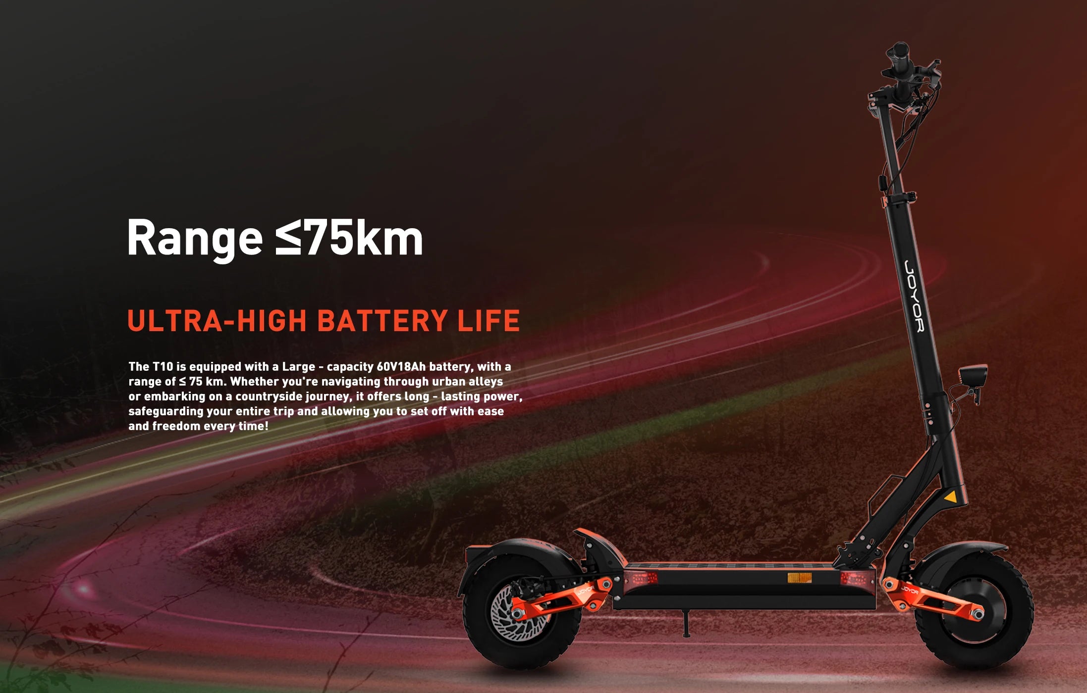 JOYOR T10 Electric Scooter for adults 2000W Dual Motor 60V18Ah Battery 10 Inch Tire Hydraulic Brake Electric scooter Foldable