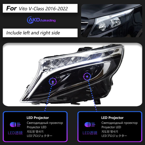 AKD Car Styling Head Lamp for Benz Vito Headlights 2013-2019 W447 LED Headlight LED DRL Projector Lens Dynamic Auto Accessories