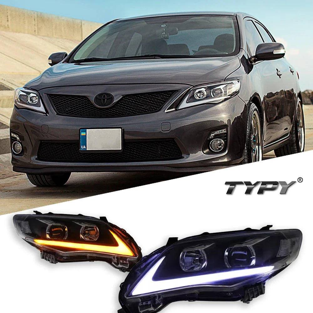 TYPY Car For Toyota Corolla Headlight 2011-2013 Upgrade Modified to New DRL Dynamic Turn Signal LED Headlight Auto Accessories