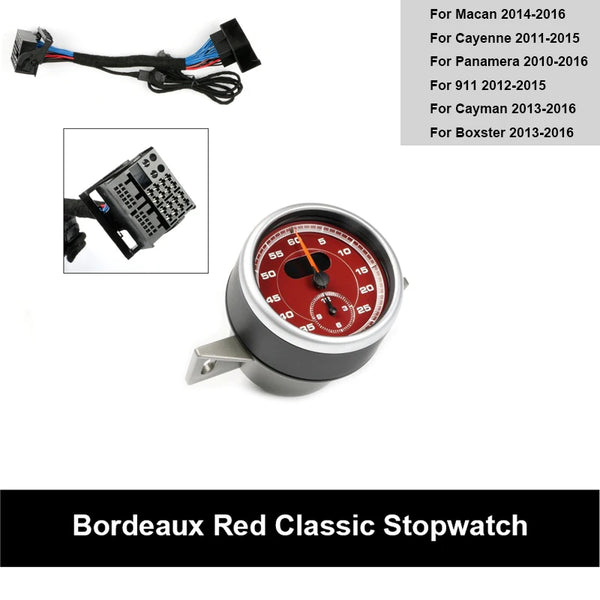 For Porsche Panamera 2010-2016 Cayman Boxster 2013-2016 911 2012-2015 Cayenne 2011-2015 Macan 14-16 Chrono Timer Stopwatch Clock