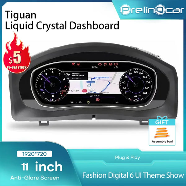 12.3‘’ LCD Digital Dashboard Cluster For Volkswagen Tiguan 2009-2017 Years tablero Auto Radio Instrument Panel Cockpit