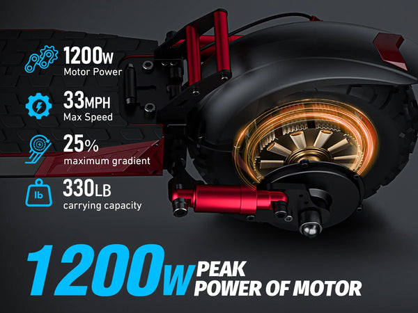 1200W Electric Scooter with Seat for Adult, Max Speed 34mph, 35miles Range, 11'' Off-road Tires, Fast E-scooter for Commuting