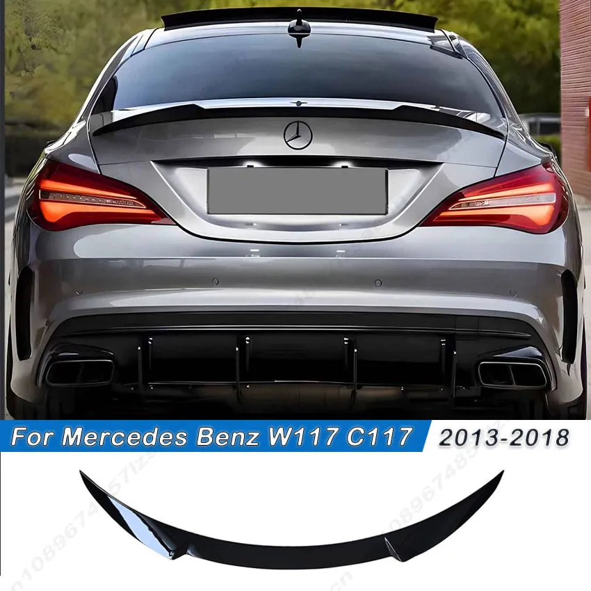 For Mercedes CLA C117 CLA180 CLA200 CLA260 CLA45 AMG 2013-2018 Car Rear Boot Trunk Spoiler Wing Body kit Gloss Black Carbon Look