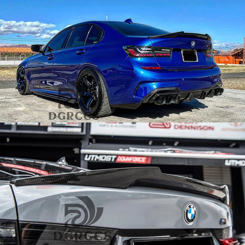 For BMW 3 Series G20 G28&M3 G80 M4 Style Carbon fiber Rear Spoiler Trunk wing 2018-2025 Carbon fiber Glossy black