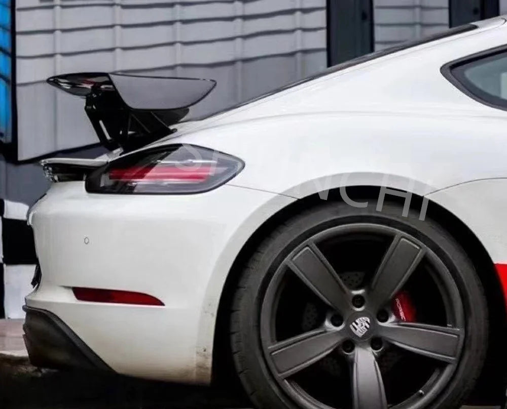 For Porsche Boxster Cayman 718 981 987 New GT4  Rear Trunk Spoiler Wing Rear Trunk Big Spoiler Lip Wing Carbon Fiber / FRP Black
