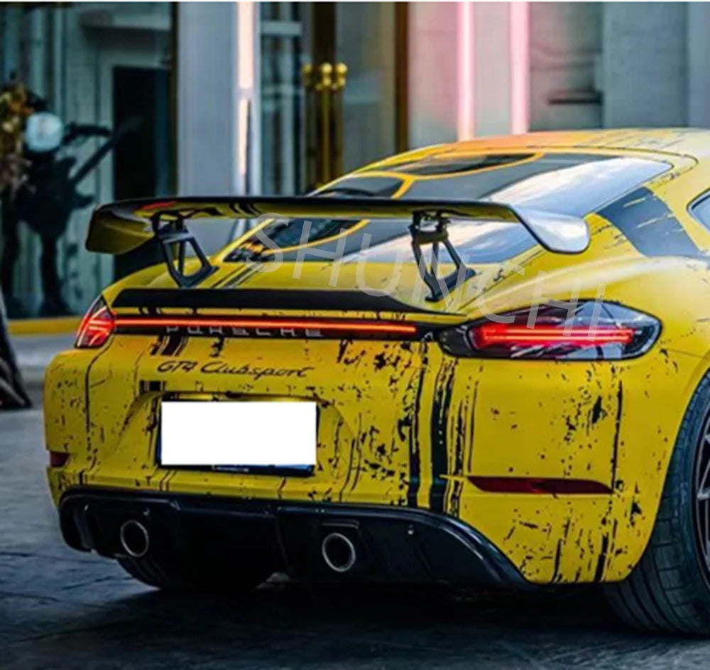 For Porsche Boxster Cayman 718 981 987 New GT4  Rear Trunk Spoiler Wing Rear Trunk Big Spoiler Lip Wing Carbon Fiber / FRP Black