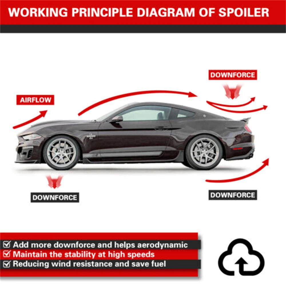 Rear Spoiler For Ford Mustang 2015-2023 Accessories Coupe Glossy Black/Carbon GT Style Trunk Wing ABS Car Exterior Parts HOT