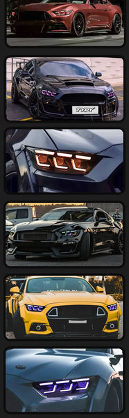 TYPY Car Headlights For Ford Mustang RGB Headlight 2015-2017 Upgrade Modified Dynamic Turn Signal Lamp Brake DRL Car Accessories