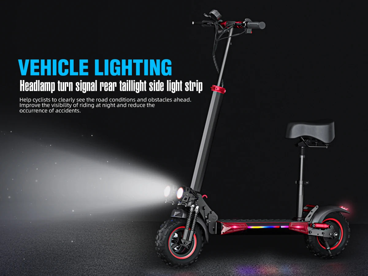 1200W Electric Scooter with Seat for Adult, Max Speed 34mph, 35miles Range, 11'' Off-road Tires, Fast E-scooter for Commuting