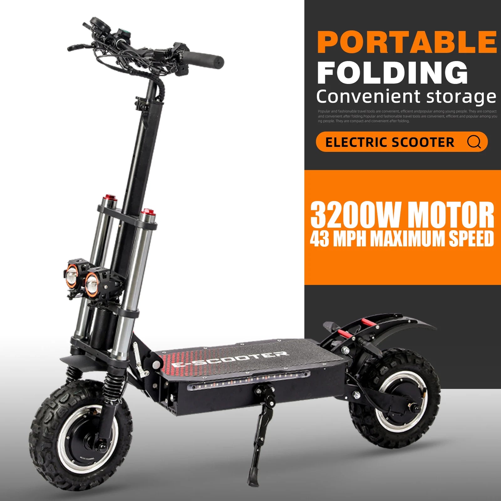 FREEBOY J30max Adult Foldable Escooter 3000W*2 Electric Scooter 60V38AH 11 INCH OFF-ROAD TIRE E-Mountain Scooter