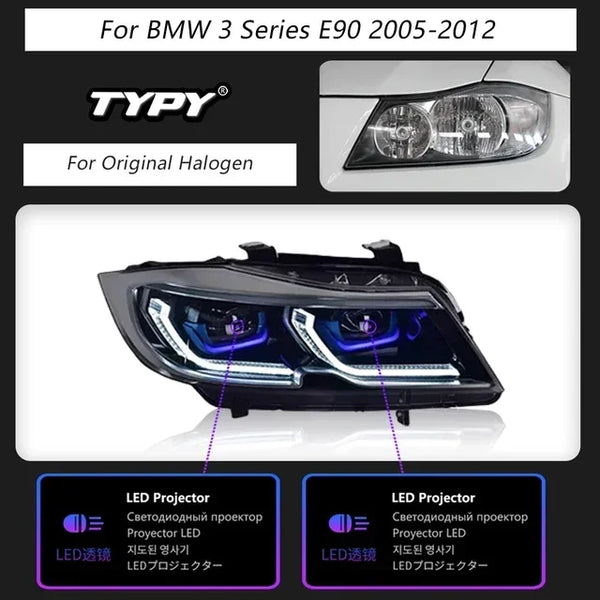 TYPY Car For BMW 3 Series E90 Headlight 2005-2012 Upgrade Modified to New DRL Dynamic Turn Signal LED Headlight Auto Accessories