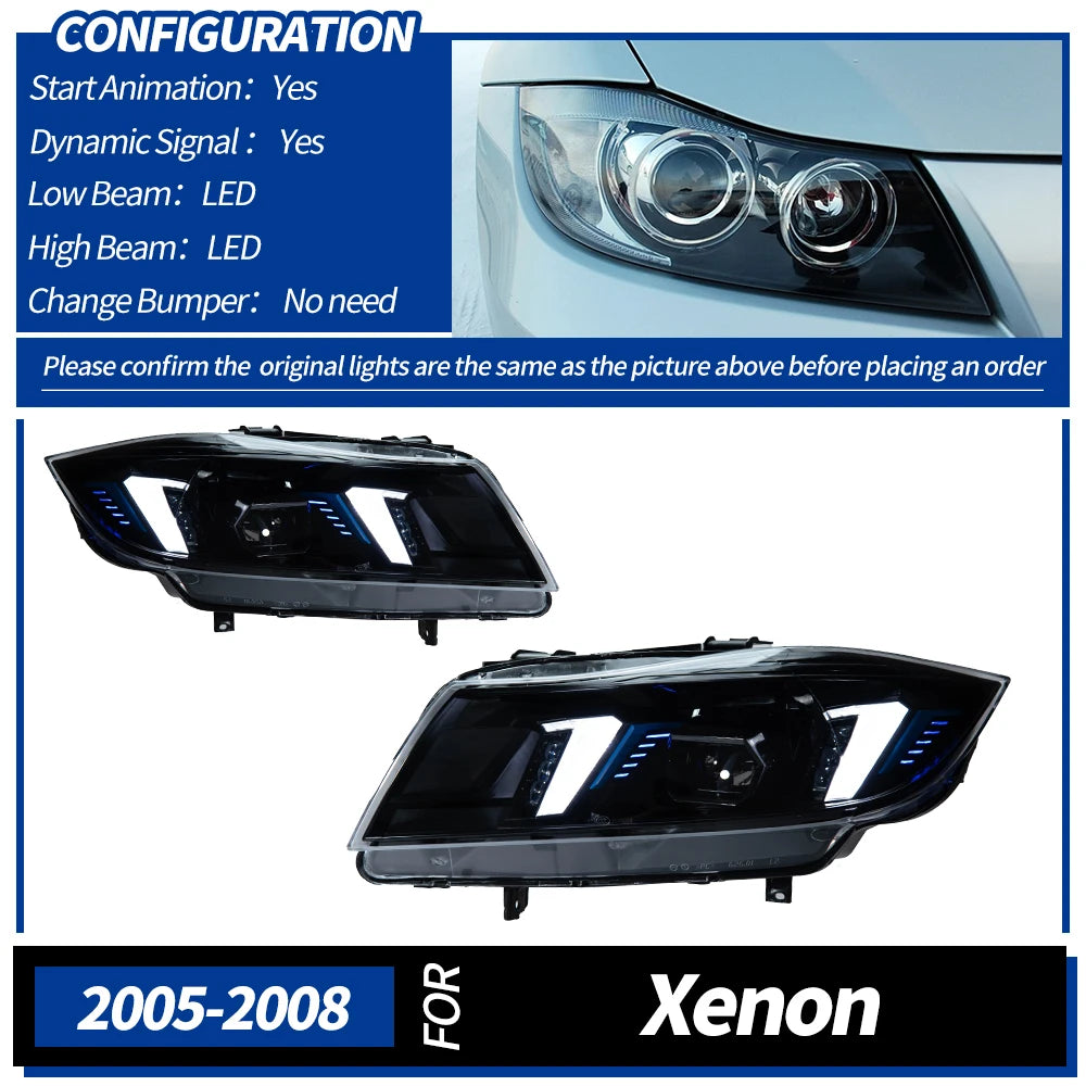 AKD Head Lamp for BMW E90 LED Headlight 2005-2012 Headlights 320i 325i 318i DRL Turn Signal High Beam Projector Lens