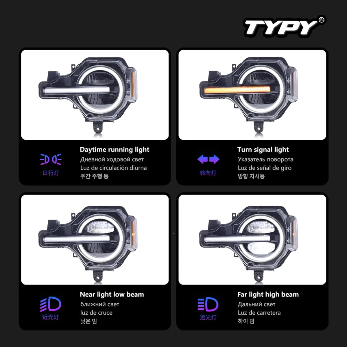 TYPY Car Headlights For Ford Bronco 2020-2024 LED Car Lamps Daytime Running Lights Dynamic Turn Signals Car Accessories