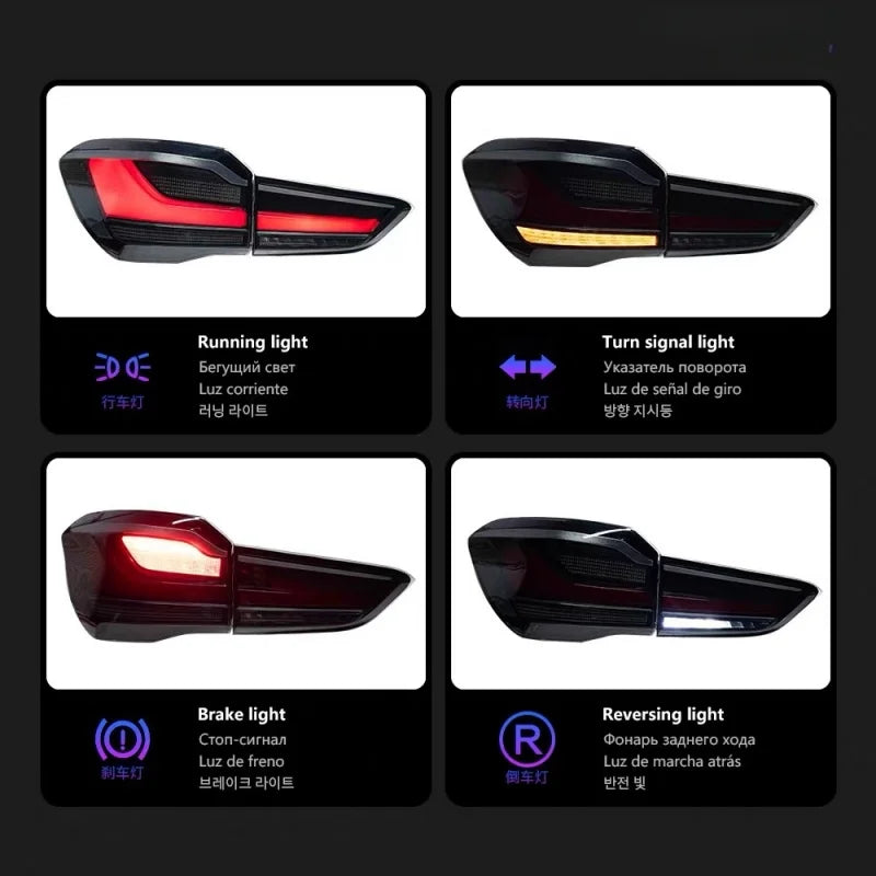 Taillight assembly F48 modified with LED brake lights, old and new models, new lights, and steering specifically designed for BM