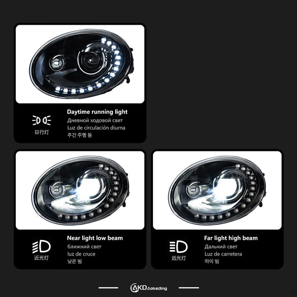 AKD Car Lights for VW Beetle Headlight 2013-2017 beetle Head Lamp Drl Projector Lens Automotive Accessories