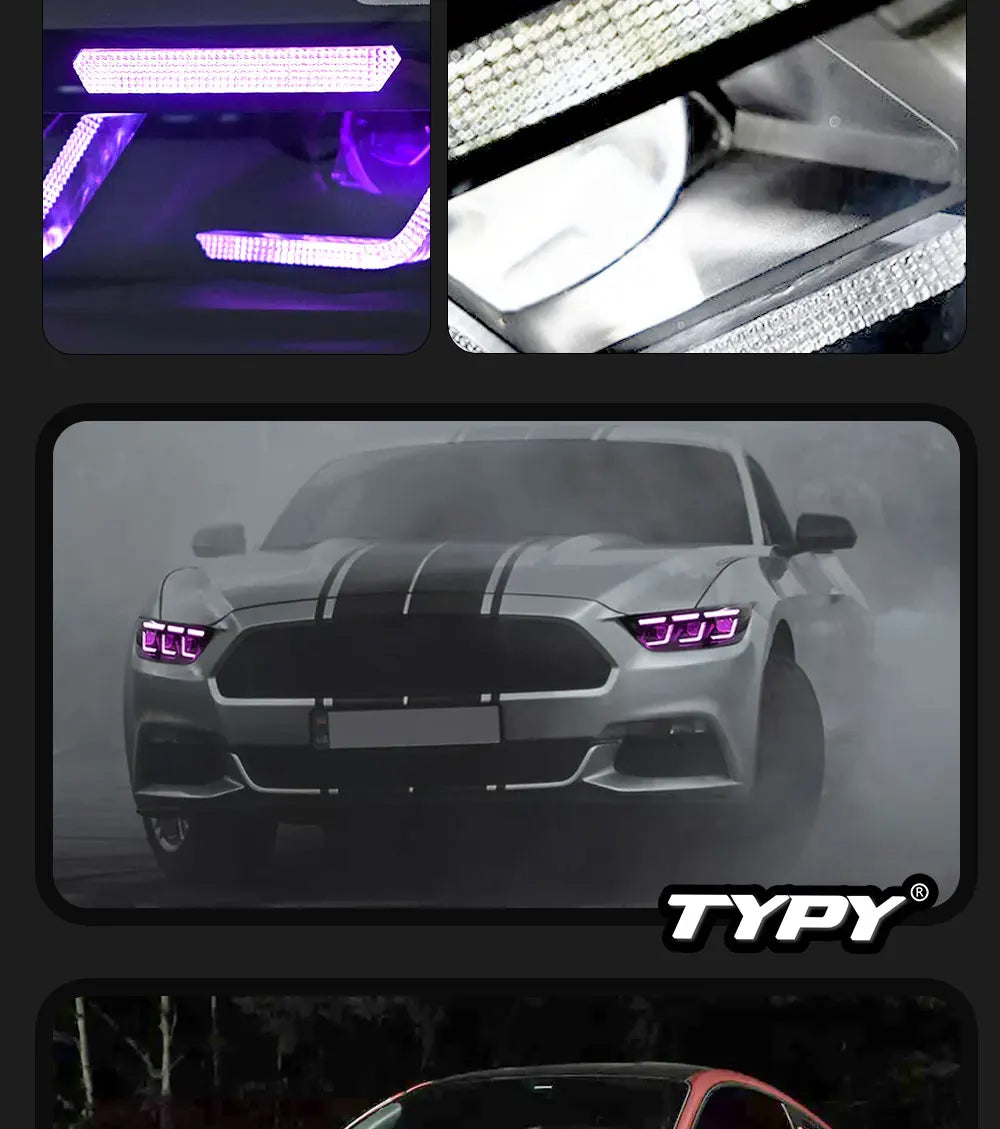 TYPY Car Lights For Ford Mustang RGB 2015-2017 Headlight LED Projetor head Lamp Daytime Running Light Automotive Accessories
