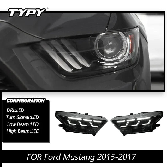 TYPY Car Lights For Ford Mustang RGB 2015-2017 Headlight LED Projetor head Lamp Daytime Running Light Automotive Accessories