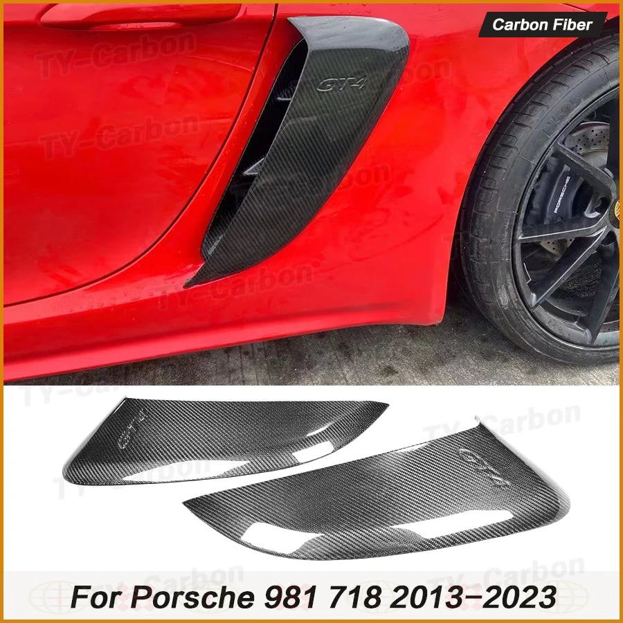 Real Carbon Fiber Side Vents Splitter For For Porsche 718 981 Boxster Cayman Accessories Side Air Vents 2pcs Bodikit 2013-2024