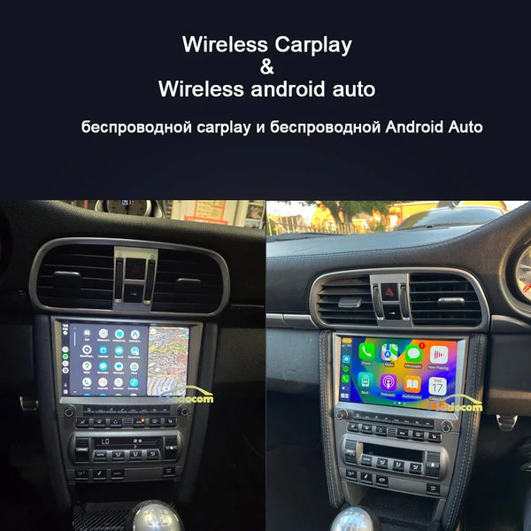 Grey 720P CarPlay 8" Android 14.0 Car DVD player 8 Core 4GB DSP multimedia GPS autoradio For Porsche 911 997 987 Cayman Boxster