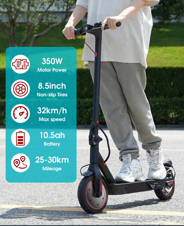 30KM Electric Scooter Adult 350W Foldable Electric Scooter 8.5 Inch Tire 36V/10.5ah E-scooter Dual Brake System Waterproof E9pro