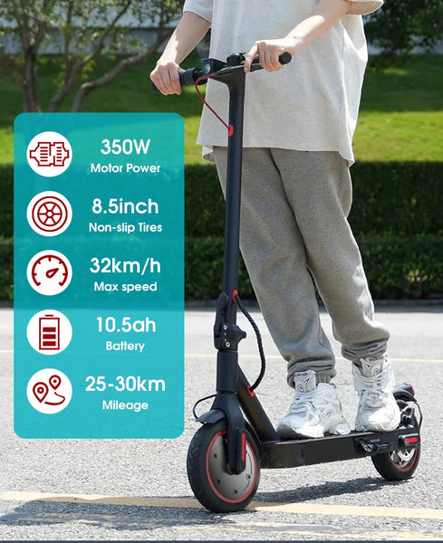 30KM Electric Scooter Adult 350W Foldable Electric Scooter 8.5 Inch Tire 36V/10.5ah E-scooter Dual Brake System Waterproof E9pro