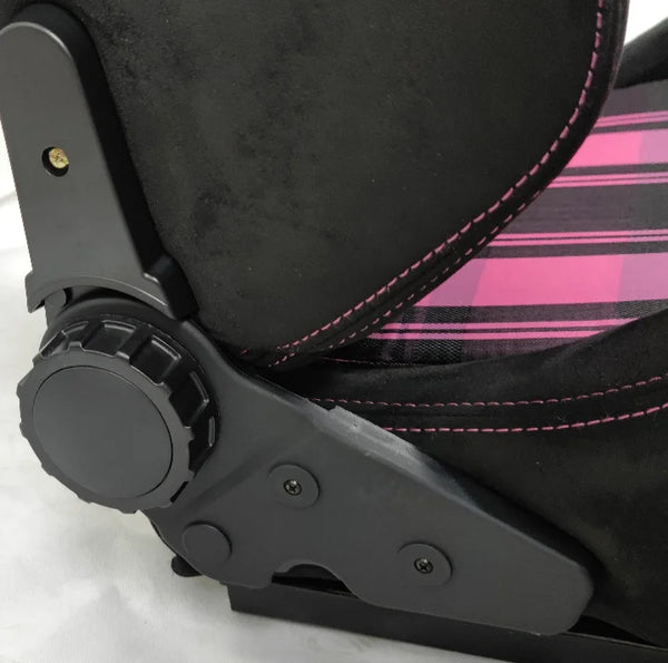 2pcs Grey Suede With Sliders Recline Knob Sport Bucket Racing Seats