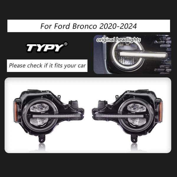 TYPY Car Headlights For Ford Bronco 2020-2024 LED Car Lamps Daytime Running Lights Dynamic Turn Signals Car Accessories