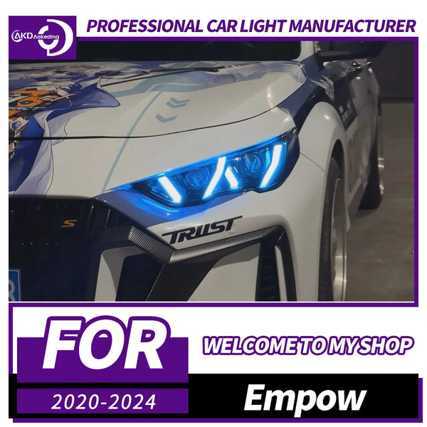 AKD Head Lamp for Trumpchi Empow LED Headlight 2020-2024 Headlights Empow DRL Turn Signal High Beam Angel Eye Projector Lens