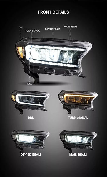 Auto Parts LED Head Lamps Car Headlights Assembly Front Lamp 2015-2018 2019 2020 w/Sequential Turn Signal For Ford Ranger T6 T7