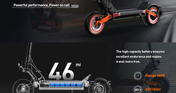 Joyor S10-S-Z Adult E-scooter 1000W*2 Motor 60V18Ah Escooter 10 Inch Off Road Tire Off Road Electric Scooter