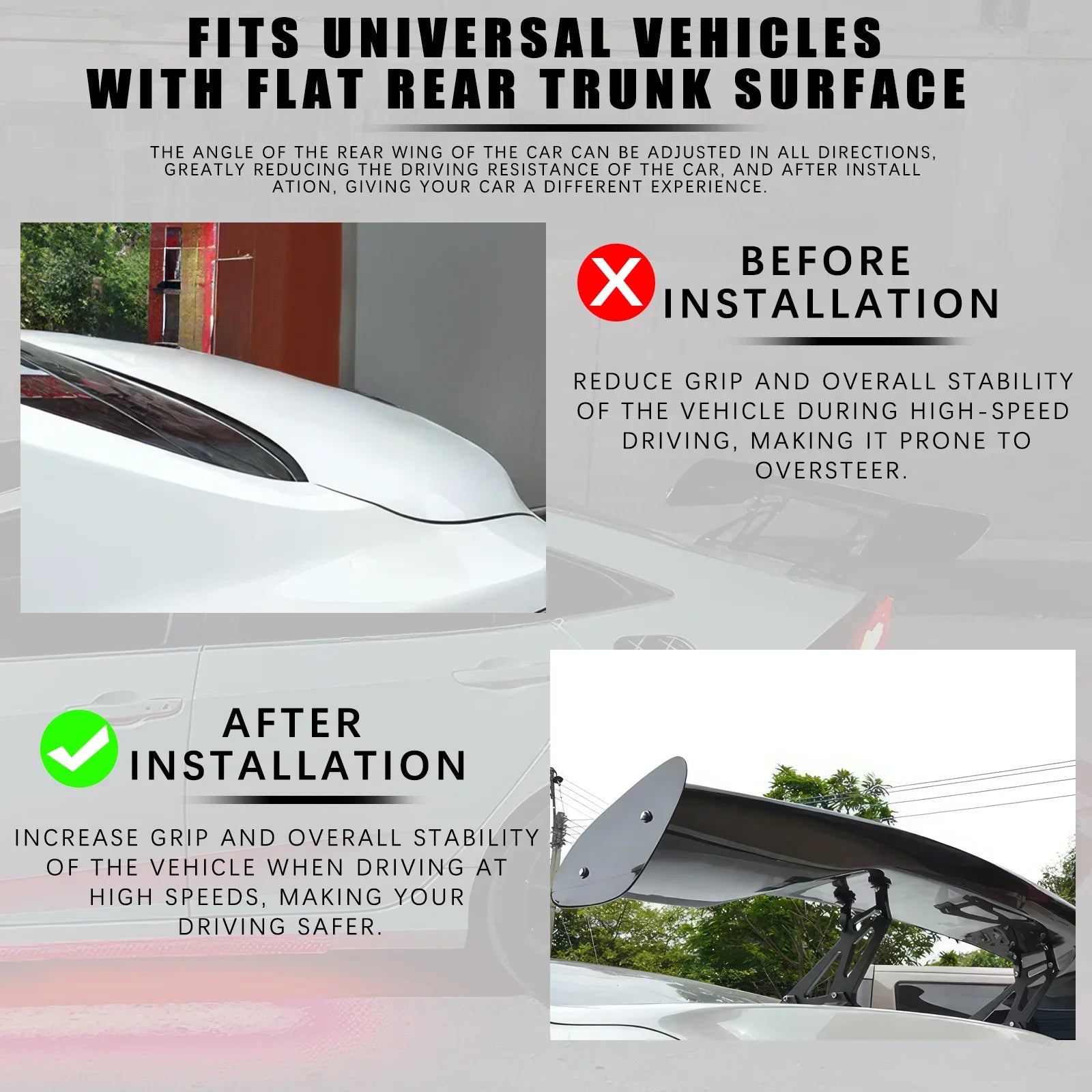 Universal GT Style Rear Spoiler Wing Tail Air Dam For 99% Sedan Body Kit Decoration Racing Car Tuning Accessories