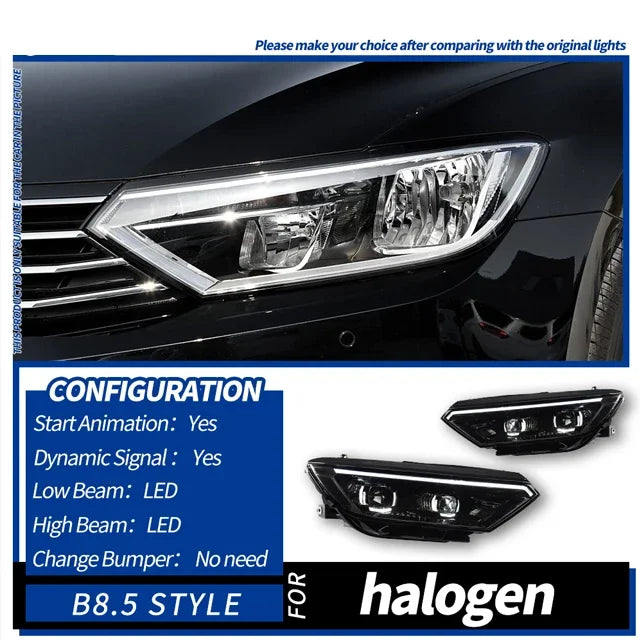 TYPY New LED Head Lamp Upgrade Modified For VW Passat B8 LED Headlight 2016-2022 Dynamic Signal Head Lamp Auto Accessories