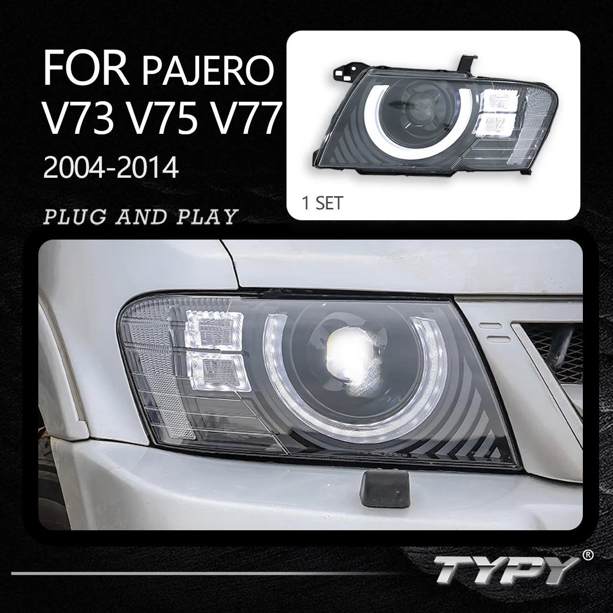 TYPY Dynamic Signal Head Lamp Automotive Accessories Upgrade Modified New LED For Mitsubishi Pajero Headlight 2004-2014