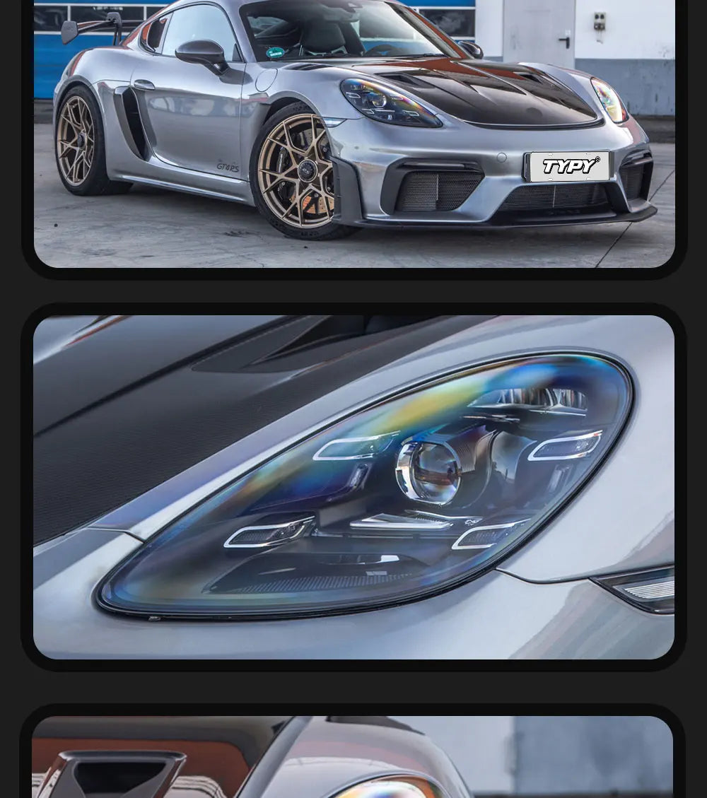 TYPY LED DRL Lightbar Projector Headlights Porsche 718 Cayman Boxster 2016-2023 Upgrade New Style LED PLDS Lasers Head Lamps 2 PCS Plug and Play - NOT Factory OE AFS - LHD & RHD Available