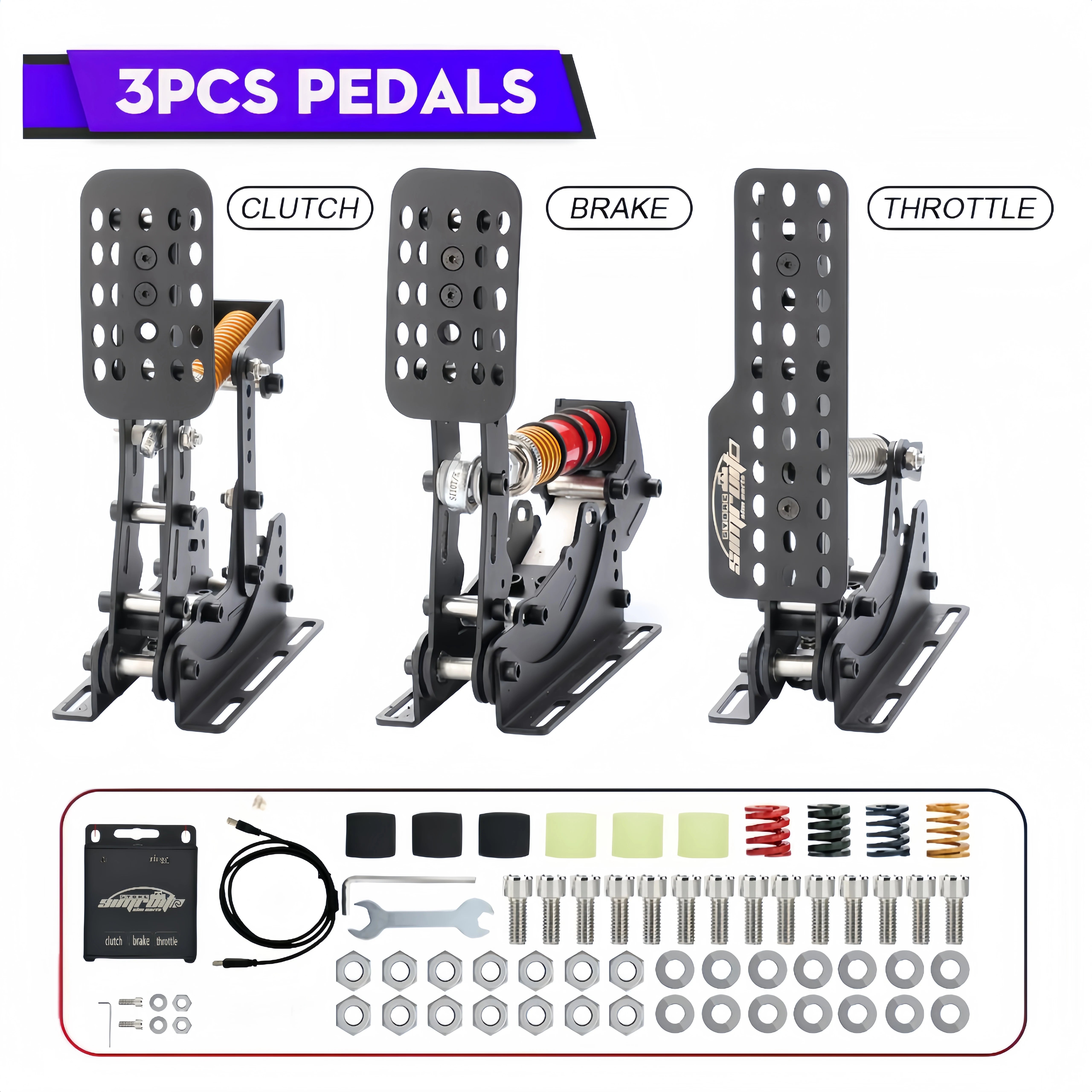 SimRuito Racing pedals Simulator Cockpit Metal material For PC 200KGLoad cell Driving Simulator ﻿