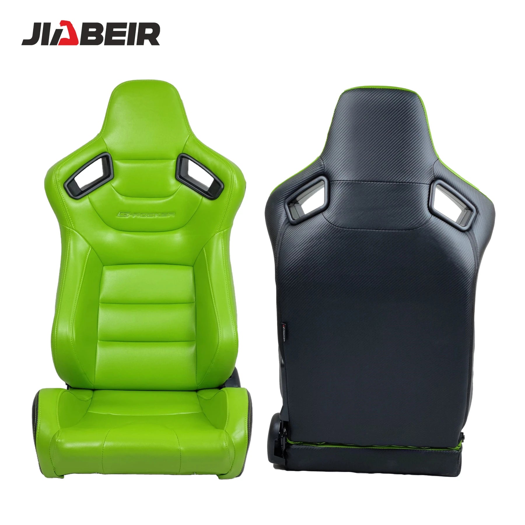 2PCS Universal Custom LOGO Green PU Leather Sport Bucket Racing Car Seats