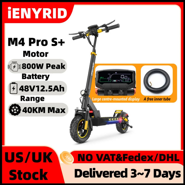 IENYRID M4 Pro S+Electric Scooter 800W Motor 48V 12.5AH Battery 10"Tire Escooter 45km/h Max 40-50KM Range Disc Brake LCD Display