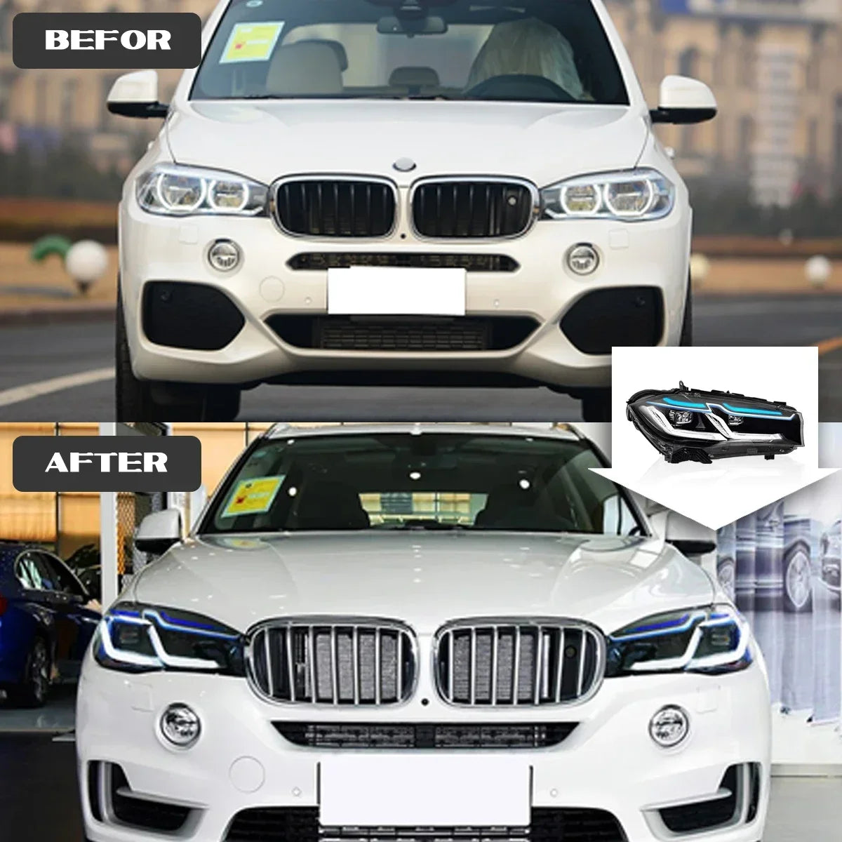 TYPY Car For BMW X5 F15 Headlights 2014-2018 Upgrade Modified to New DRL Dynamic Turn Signal LED Headlight Auto Accessories