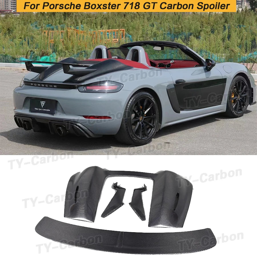 Real Carbon Fiber Car Rear Trunk Wing Spoiler for Porsche Boxster 718 2017-2021 Coupe Car Rear Wing GT Spoiler FRP Boot Lid