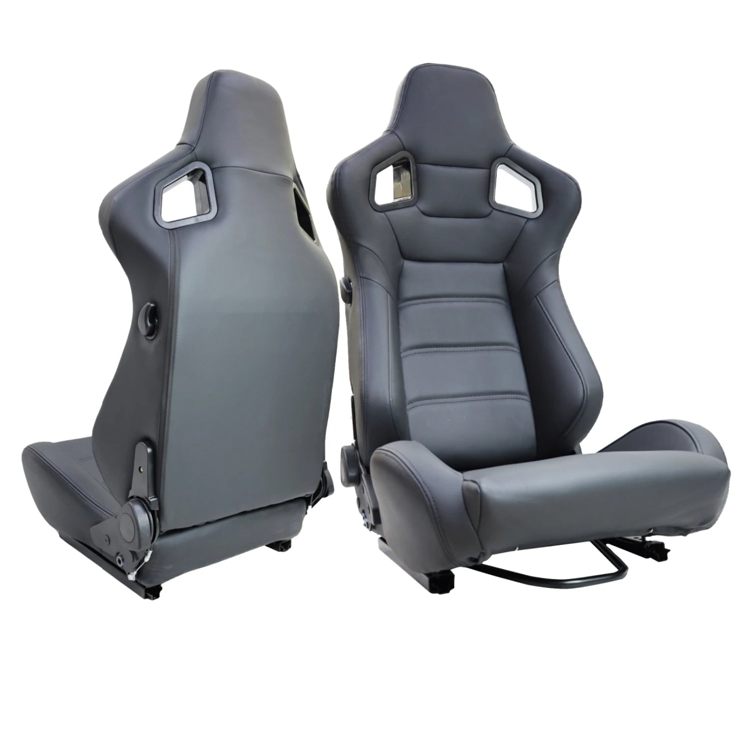 JIABEIR 1041 Universal Slider Quick Release Black Leather Bucket Racing Seats