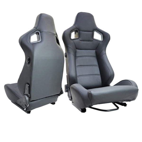 JIABEIR 1041 Universal Slider Quick Release Black Leather Bucket Racing Seats