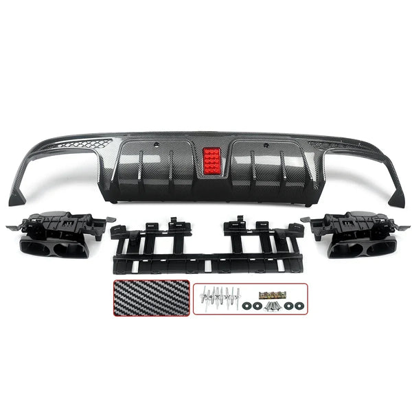 C63/ C63S/C43 4 Door Sedan Rear Diffuser With Exhaust Endtips For Mercedes Benz C class W205 2015-2021 Carbon Look