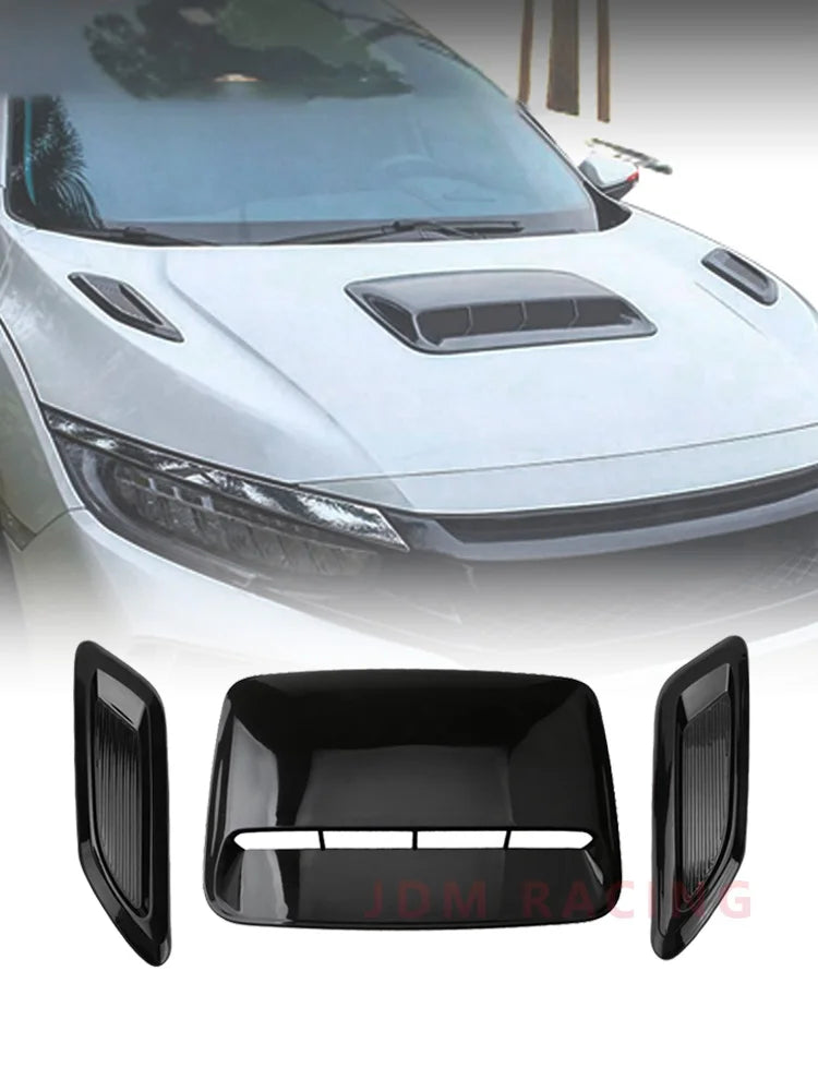 40cm Universal Car Air Flow Decorative Intake Hood Scoop Bonnet Vent Sticker Cover Hood Geared to fit any FLAT Hood Vehicle